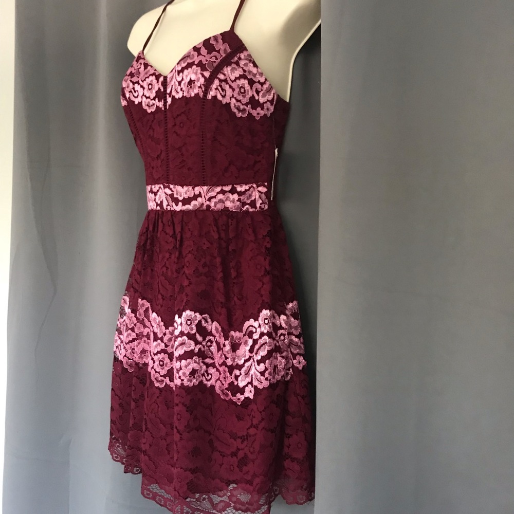 NWT B. Darlin mauve & pink lace dress - Picture 3 of 7